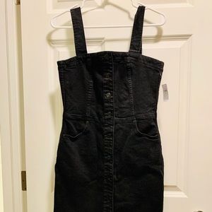 Black jean denim overall fitted dress